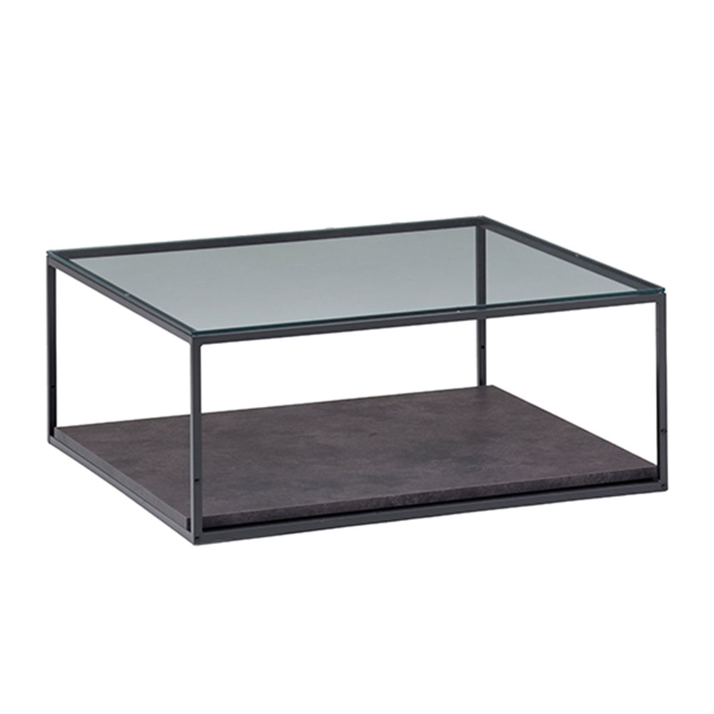 Pamouna（パモウナ）リビングテーブル「IR-G90T」ガラス天板 幅90cm 奥行90cm 棚板全3色