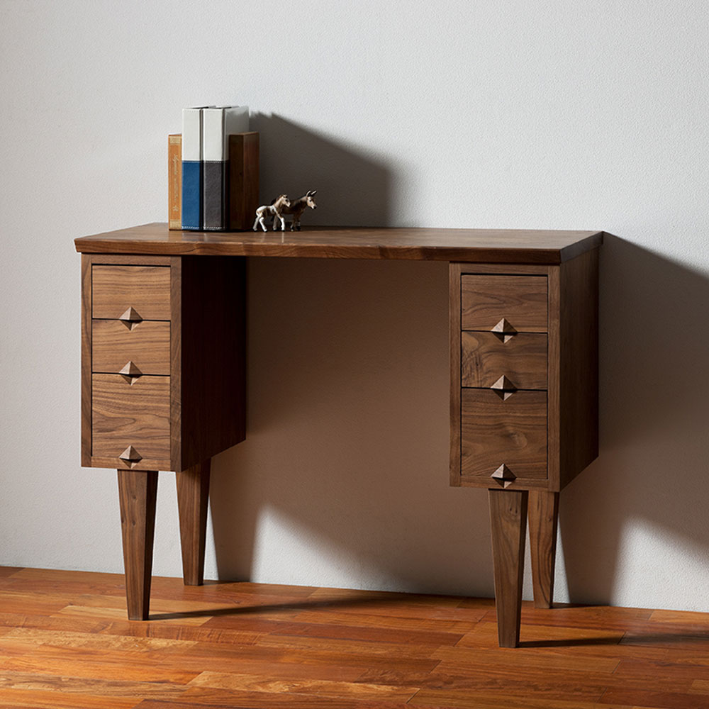 デスク「フラッグ」幅90cm Aタイプ ウォールナット材 天板仕様全2タイプ