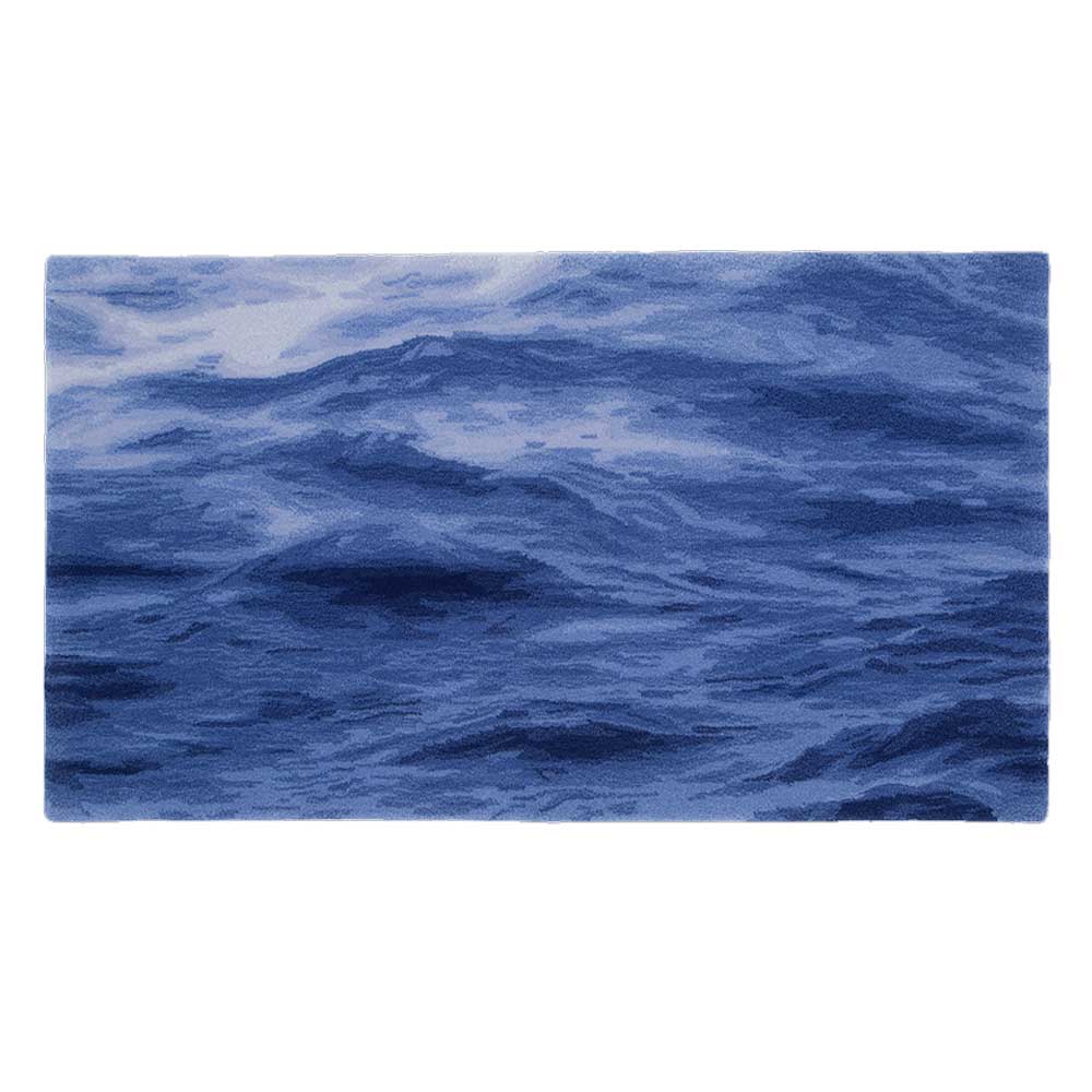 山形緞通 手刺緞通「UMI」Sサイズ（幅140x長さ78cm）ダークブルー 防炎【受注生産品】