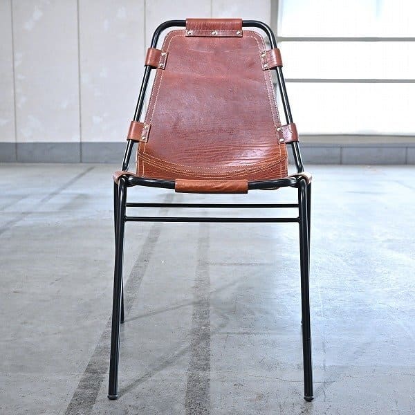 名作 SYSOTYL「Les Arcs Chair/レザルクチェア」シャルロット・ペリアン レザー スチールレッグ ビンテージ【 中古家具/中古インテリア/USED家具ユーズド家具/リサイクル】