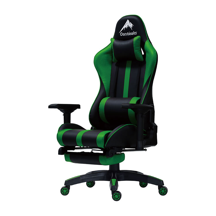 ルセル V3 ゲーミングチェア 4Dアームレスト オットマン付 135度 合成皮革 グリーン