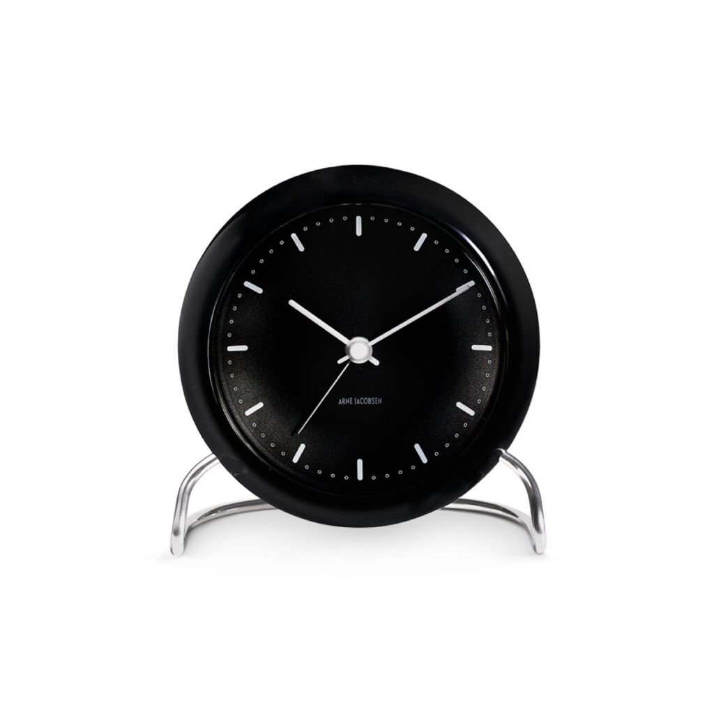 Table Clock / CITY HALL / Black / Φ110mm / アラーム / スヌーズ / LED灯 / テーブルクロック / シティホール / ブラック / ARNE JACOBSEN（アルネ・ヤコブセン）/ 置き時計 / 目覚まし時計 / 正規販売店