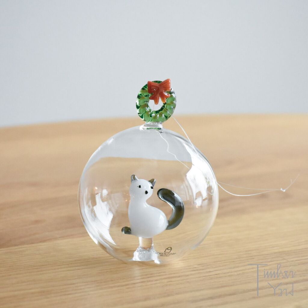 【ONLINE限定】クリスマスボール キャットリース / Φ8cm / Tabby Cat Christmas Edition / Christmas ball cat-wreath / ICHENDORF MILANO(イッケンドルフ ミラノ）/ クリスマスオーナメント / 正規販売店