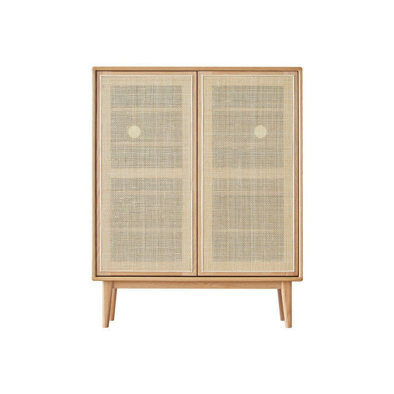 下駄箱 シューズボックス 玄関収納 北欧 無垢材 ラタン扉 おしゃれ f8091