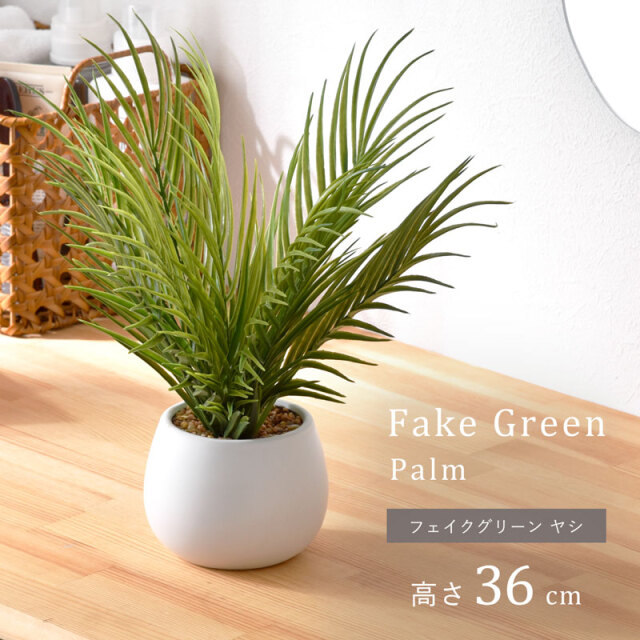 フェイクグリーン ヤシ 36cm セラミックポット