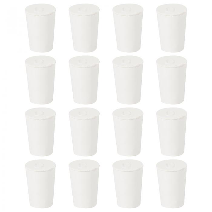 16個のソリッドラバーストッパー 白色0#テーパードラボプラグラボシールチューブストッパープラグ 産業および研究所用 17x13x24mm