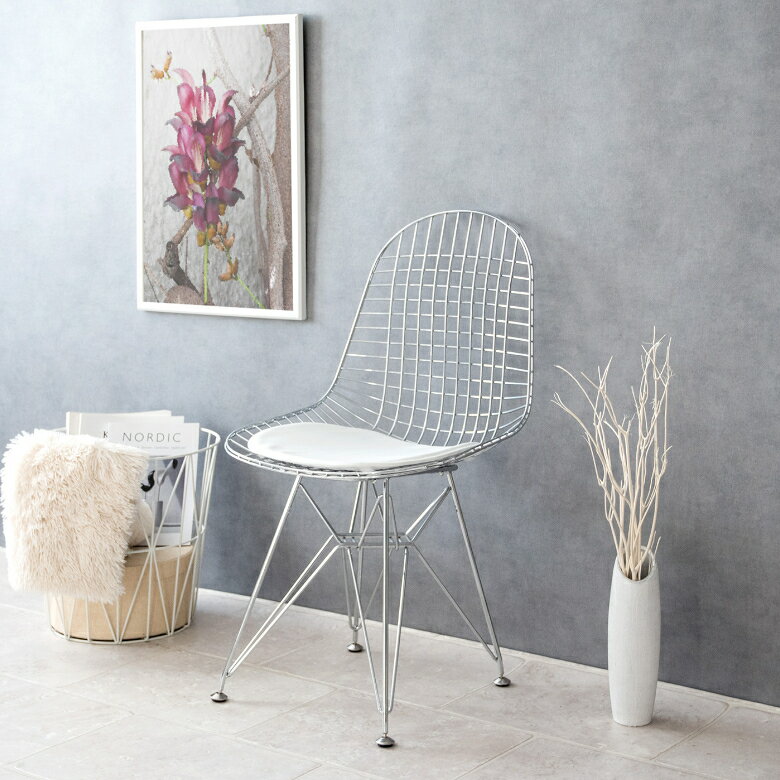 【メーカー直送】【代引不可】【日時指定不可】【北海道・沖縄・離島不可】イームズ ワイヤーチェア DKR クロムメッキ シェル座面 リプロダクト品 宮武製作所 ホワイト PCK-019N-WH