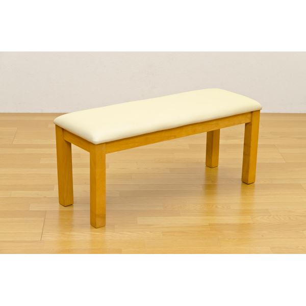 【スーパーSALEでP最大47倍】ダイニングベンチチェア/スツール 【幅96cm】 ライトブラウン 座面高:43.5cm 張地:合成皮革(合皮) 木製脚【代引不可】