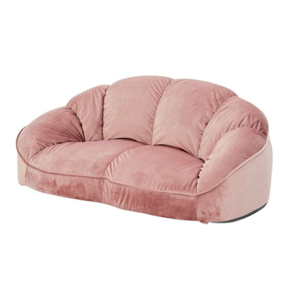 【送料無料】フロアソファー 約幅115cm 1.5人掛け ベロア ピンク シェル型 ローソファー リビング ダイニング 子供部屋 プレゼント【代引不可】