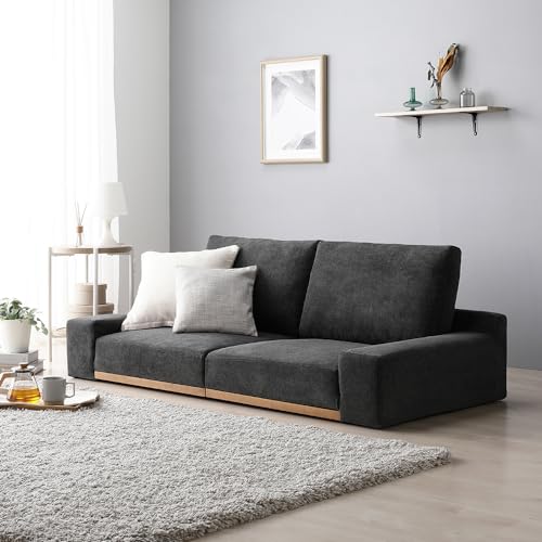 RASIK ローソファー 2.5人掛け 幅160cm ダークグレー クッション付き