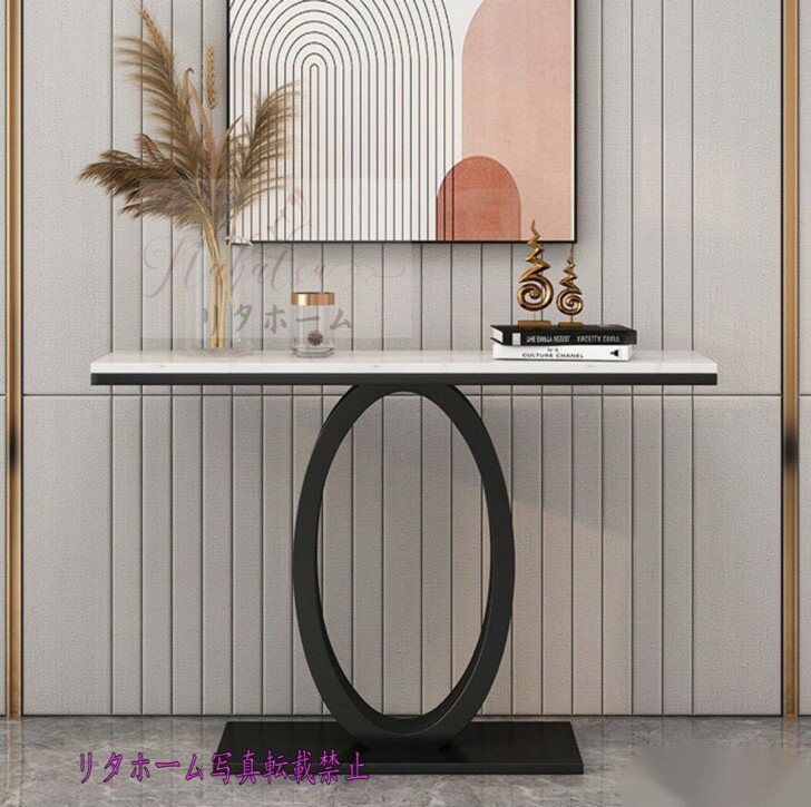 高級人造大理石サイドテーブル コンソールテーブル 玄関テーブル 花台 電話台 アンティーク調デザイン 幅80cm