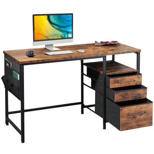 MAIHAIL パソコンデスク引き出し付き 学習机 PCデスク 幅120CM×奥行55CM ゲーミングデスク左右入替可 在宅ワーク デスク オフィスデスク 勉強机 ビンテージ ビンテージ