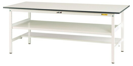 ●u.ヤマキン/山金工業【SUP-945TF-WW】ワークテーブル 150シリーズ 固定式 中間棚 H740mm 半面棚板付 組立式