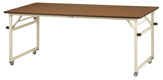 ####u.ヤマキン/山金工業【STPC-1875N-MI】ワークテーブル 折りタタミタイプ 移動式 ポリエステル天板(木目柄) アイボリー 組立式