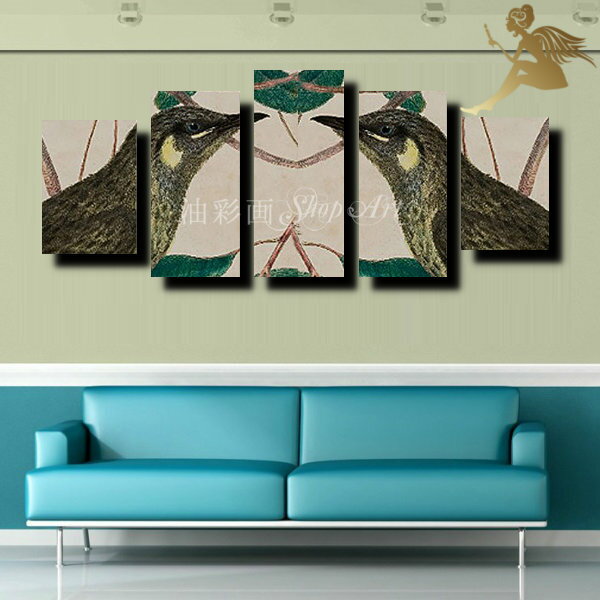 【絵画】【手書き】【壁掛け】【油絵】【絵】【動物画】絵画 インテリア【送料無料】『モダン インテリア アートパネル』『5パネルSET 鳥のカップル 1396』壁掛け 絵 リゾート インテリア【おしゃれ 壁掛けアート】