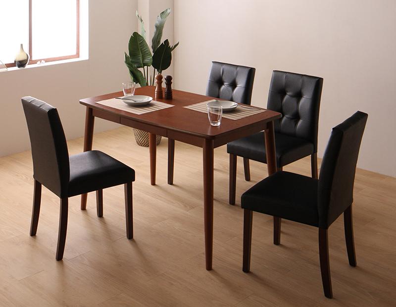 ダイニングセット 5点セット(テーブル チェア4脚) 幅115cm テーブルカラー:ブラウン チェアカラー:ブラック×ホワイト さっと拭ける PVCレザー(合皮)ダイニング fassio ファシオ