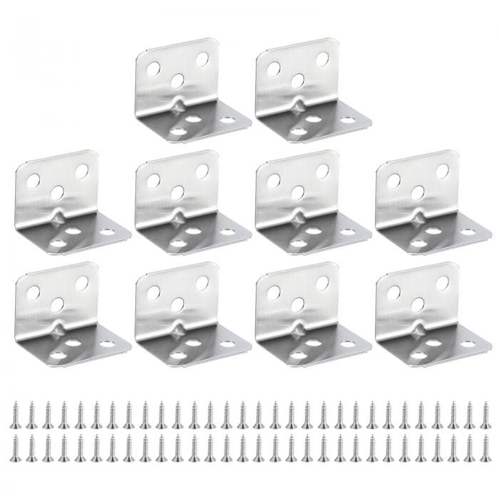 uxcell L型コーナーブレース 27 mm x 27 mm x 36 mm 90度直角ブラケット ネジ付き 棚 キャビネット 家庭用家具用 シルバー 12個