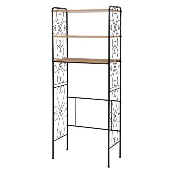 ポイント倍!洗濯機ラック/ランドリー収納 【ブラウン】 幅75×奥行38×高さ182.5cm スチール 棚板 アジャスター付 組立式 〔脱衣所 洗面所〕【代引不可】送料無料