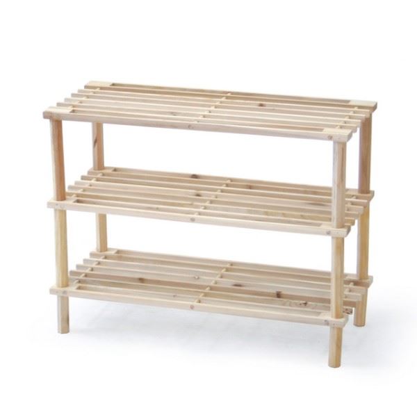 【送料無料】〔10個セット〕 下駄箱 シューズボックス 3段 約幅63cm ナチュラル 木製 杉材 マルチフリー