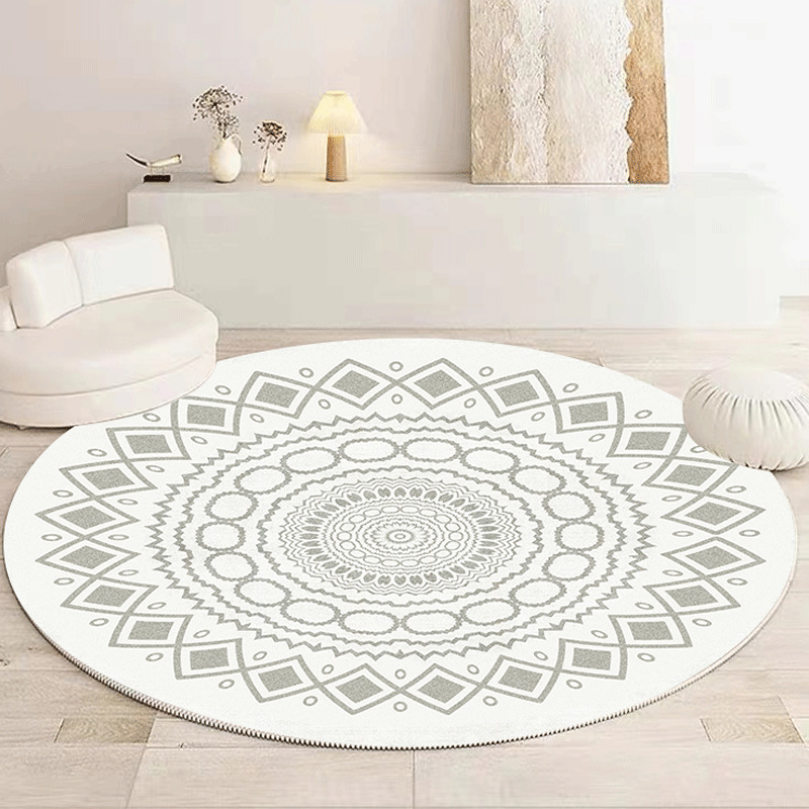 500円OFFクーポン 丸いラグ 北欧 カーペット 円型 リビング 北欧風 ラグマット 滑り止め付き 夏 冬 おしゃれ 柔らかい フロアラグ 洗える オールシーズン ウォッシャブル 無地 ラグマット おしゃれ QINTIW