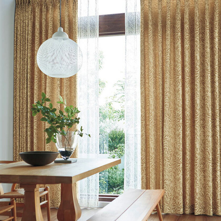 filo 川島織物セルコン オーダーカーテン Morris Design Studio William Morris ウィリアムモリス▼フィーロ スタンダード縫製(ウェーブ加工なし) 約2倍ヒダ 片開き▼Willowbough/ウィローボウMM5949～5950【カーテン幅 9巾537～603×カン下寸法161～180cm】