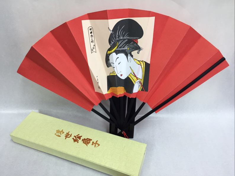 浮世絵扇子(キセル)9寸化粧箱スタンド付