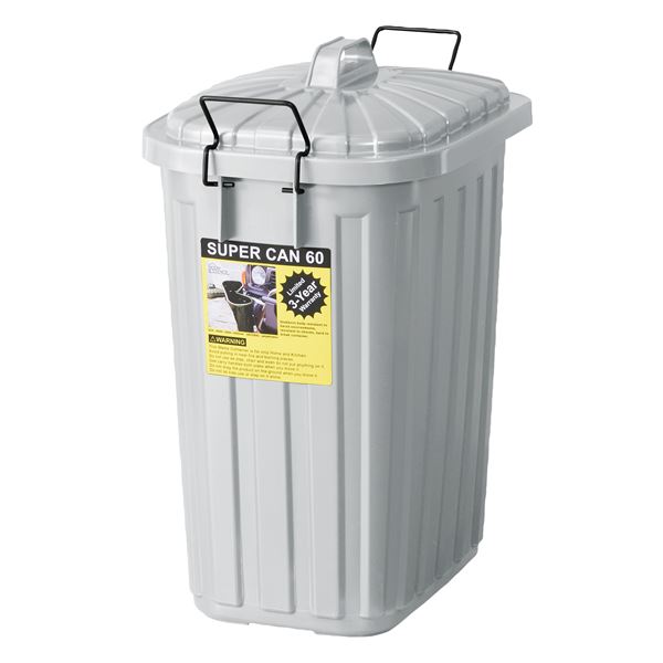 直送・代引不可 ゴミ箱 ダストボックス 幅36cm 60L グレー 日本製 ふた付き ポリエチレン スチール ペールカン キッチン 台所 店舗 別商品の同時注文不可