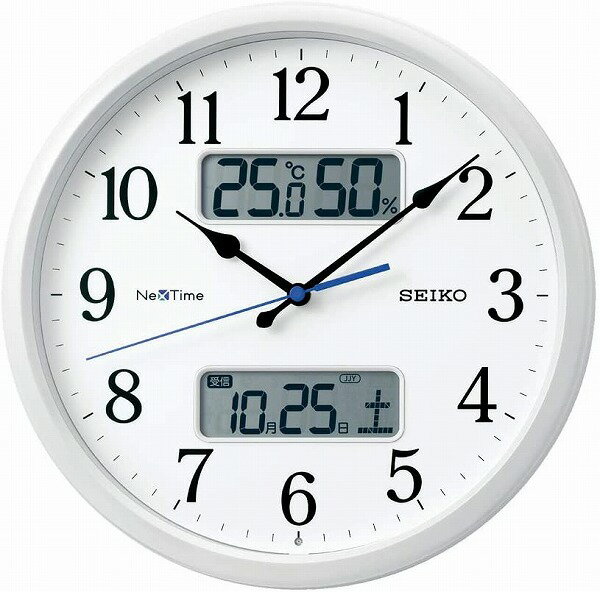 【送料無料】SEIKO CLOCK (セイコークロック) 掛け時計 白パール 直径31cm 電波 アナログ カレンダー 温度 湿度 表示 セイコーネクスタイム ZS251W ■送料無料※北海道・九州・沖縄・離島は別途送料(1080円〜2160円)