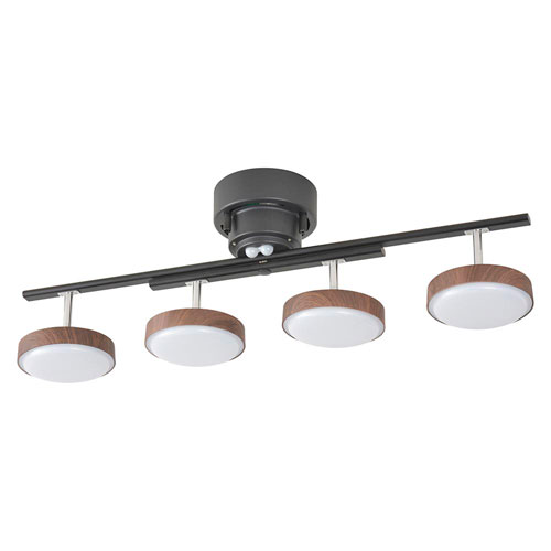 オーム電機 LED 4灯シーリングライト ダークブラウン LT-YLS4RC-K