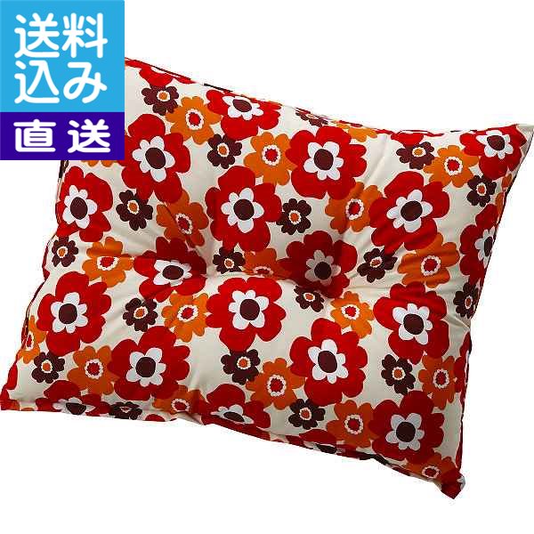 【送料無料/直送】ダイニングチェア用背当てクッション(リトルフフラ柄) レッド
