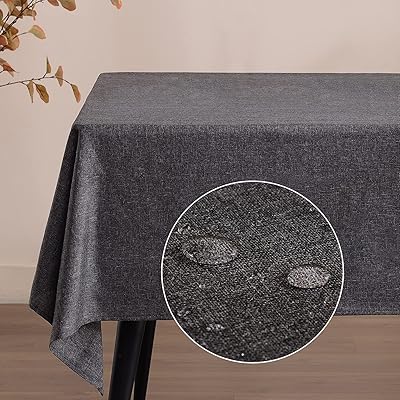 テーブルクロス 防水 長方形 類麻 再生素材 ペットボトルの原料 ダイニング キッチン カフェ 145*300cm ダックグレー