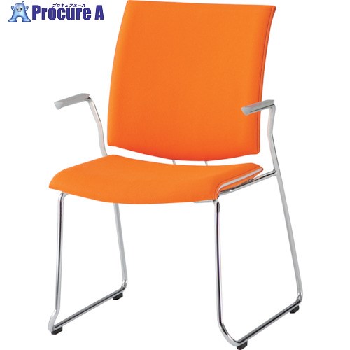 TOKIO ミーティングチェア ループ脚肘付 オレンジ FMP-R2A OR 1脚 ■▼147-5666 【送料都度見積】※車上渡し