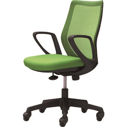 ■OKAMURA CG-M 固定肘 背メッシュ ハンガー無 ブラックボディ ゴムキャスター ライムグリーン CG21JRFZK5(2165327)[送料別途お見積り][法人限定][外直送]