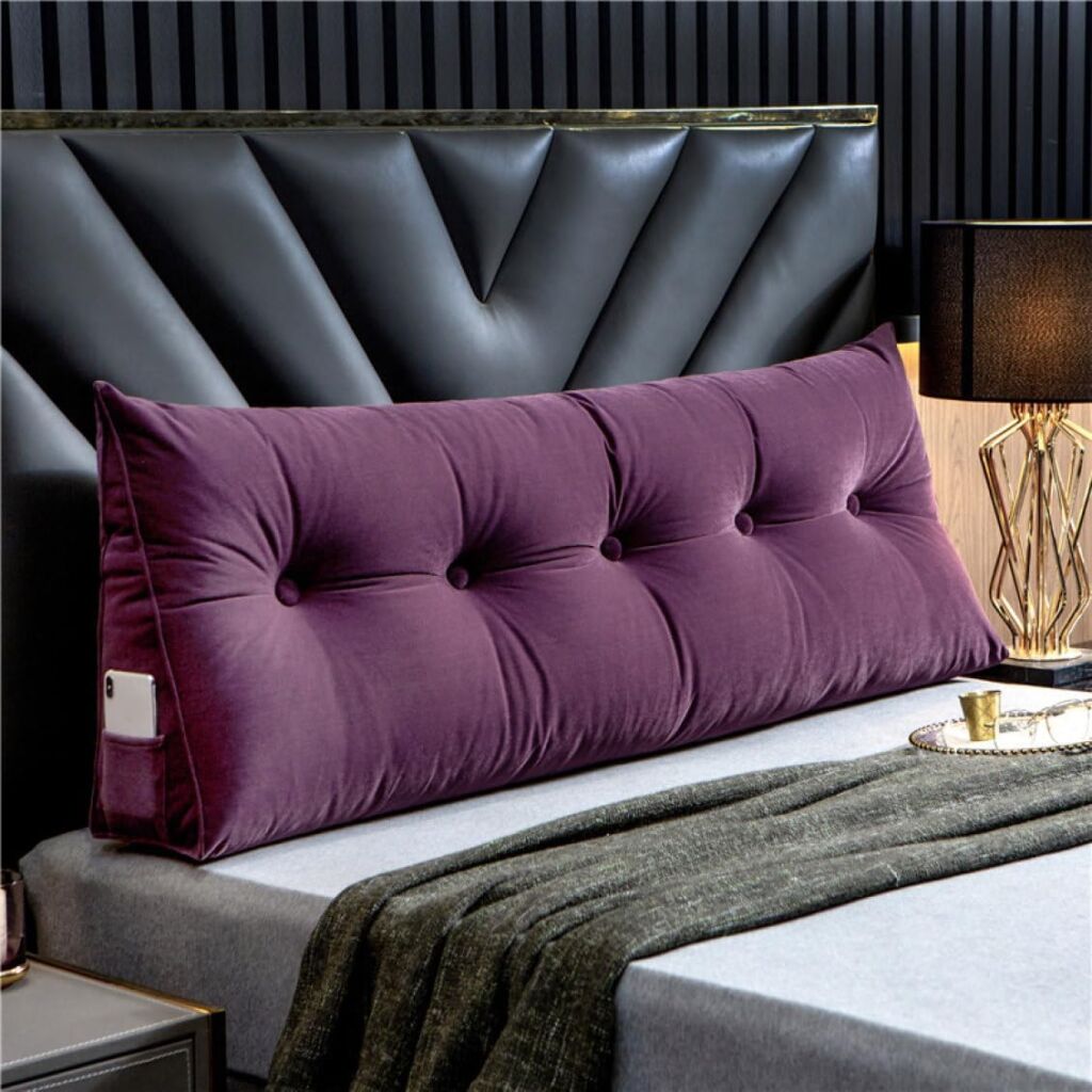 シンプル 三角クッション クッション 長方形 ラージ 腰部クッション 読書用 ベッド用 柔軟性 パープル 通気性 ヘッドボードクッション 背もたれクッション 弾力性 ゲームクッション 自宅用 カラー