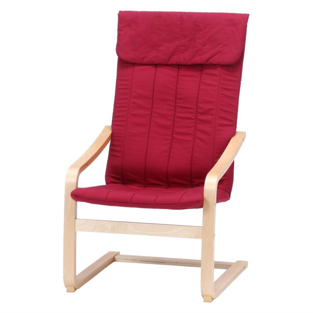 不二貿易 リラックスチェア パ ーソナルチェア 1人掛け 幅59×奥行77×高さ102cm ワ インレッド 木製 曲木 組立商品 一人掛けソファ スリム 84293