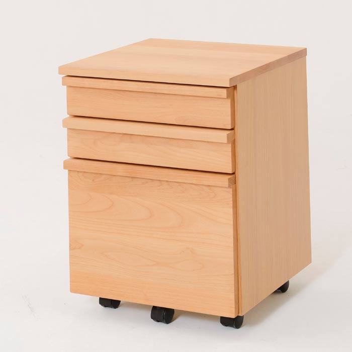 袖 デスク用ワゴン 42巾 本体のみ 天然木 キャスター付 収納 北欧家具 シンプル おしゃれ モダン QSM-160