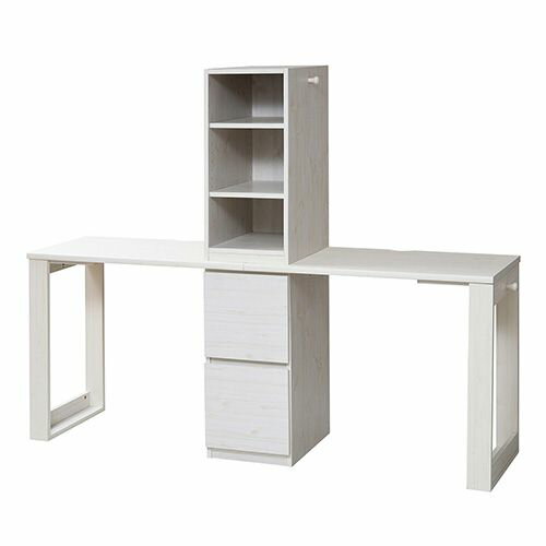 学習机 ツインデスク 幅180 チェスト ラック 付き FWD-0002SET-WH ホワイト JKプラン