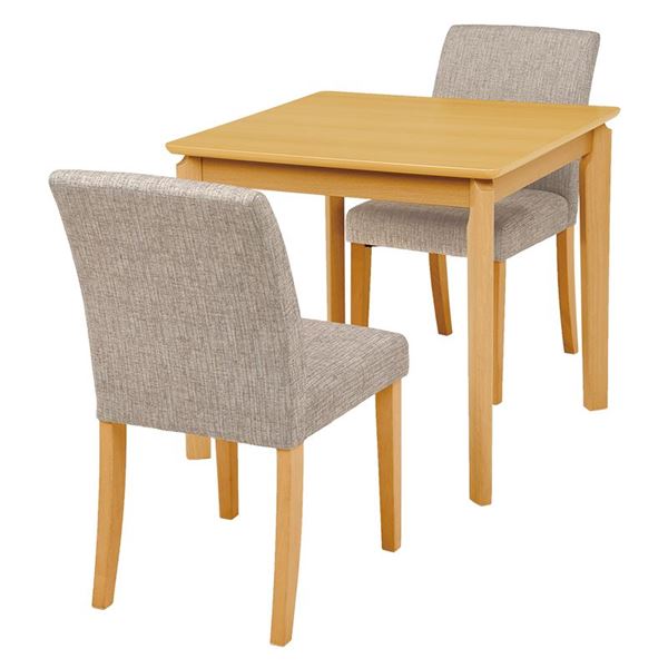 【送料無料】ダイニング 3点セット 約幅75cm ダイニングテーブル×1 ダイニングチェア×2 ベージュ 木製フレーム 組立品 リビング【代引不可】