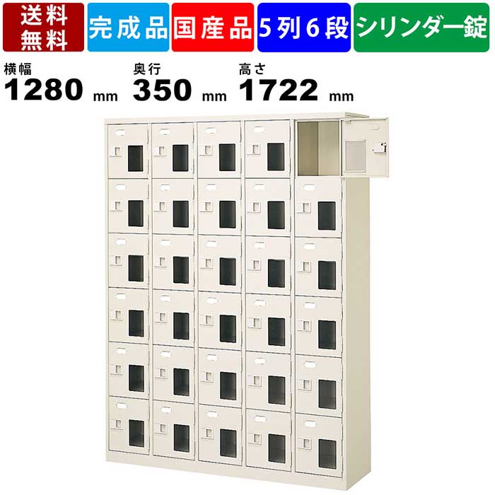 30人用シューズロッカー BST5-6NNMXKN 5列6段 鍵付き 窓付き 扉付きタイプ スチール製 シューズロッカー シューズボックス 収納庫 保管庫 備品棚 収納棚 くつ入れ 下足入れ シューズトレー対応 オフィス収納 オフィス家具 学校 塾 病院