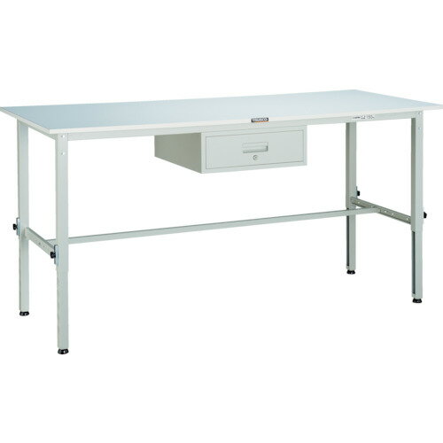 ■TRUSCO 軽荷重作業台高さ調節式(150kg)AEM型 1800X750XH650〜950 1段引出付 ホワイト色 RAEM1800F1W(4545851)[法人・事業所限定][直送元]