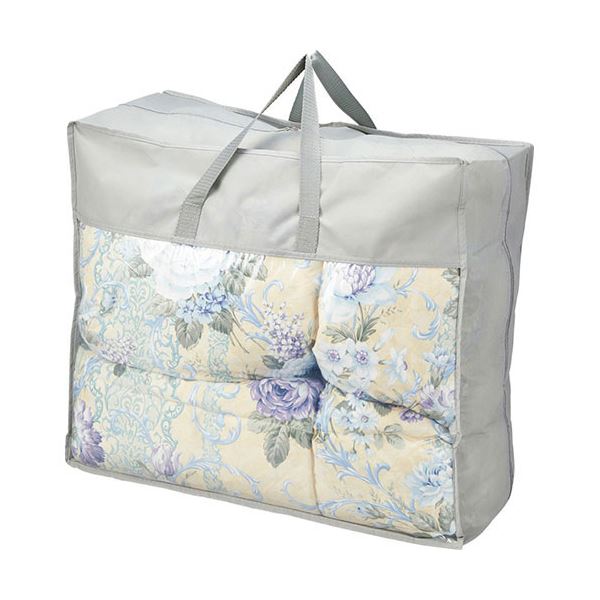 【クーポン配布中】花浪漫 羽根ふとん バッグ入り 約150×210cm ブルー L7048567