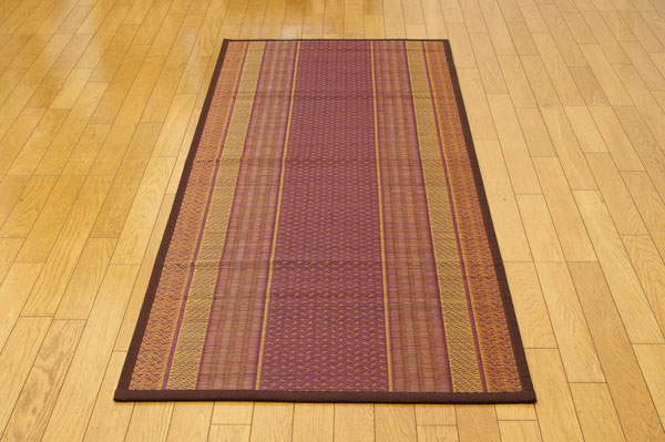 純国産 い草の廊下敷き 『DXランクス総色』 ワイン 約80×340cm(裏:不織布)【送料無料】【代引き不可】