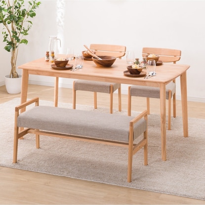 ダイニングテーブル4点セット(DTアルナスDF150LBR/ダイニングチェアアルナス/ベンチアルナスBE)
