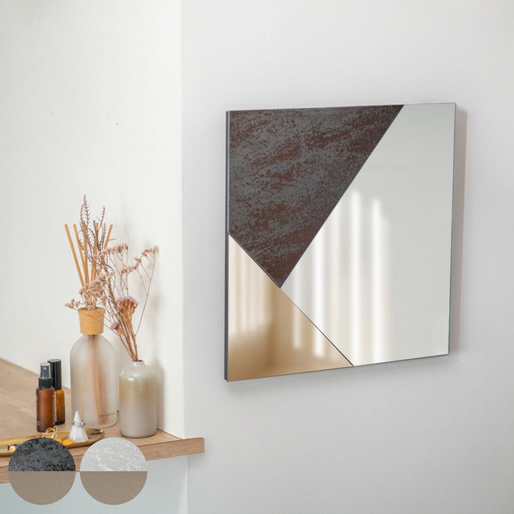 ミラー 壁掛け ウォールミラー イージス 45×45cm ( 鏡 おしゃれ 壁掛け鏡 シンプル 洗面台 インテリア 飛散防止 玄関 リビング かがみ 北欧 ドレッサー メイク鏡 壁掛けミラー 賃貸 トイレ 洗面鏡 壁面ミラー 吊り下げ )【3980円以上送料無料】