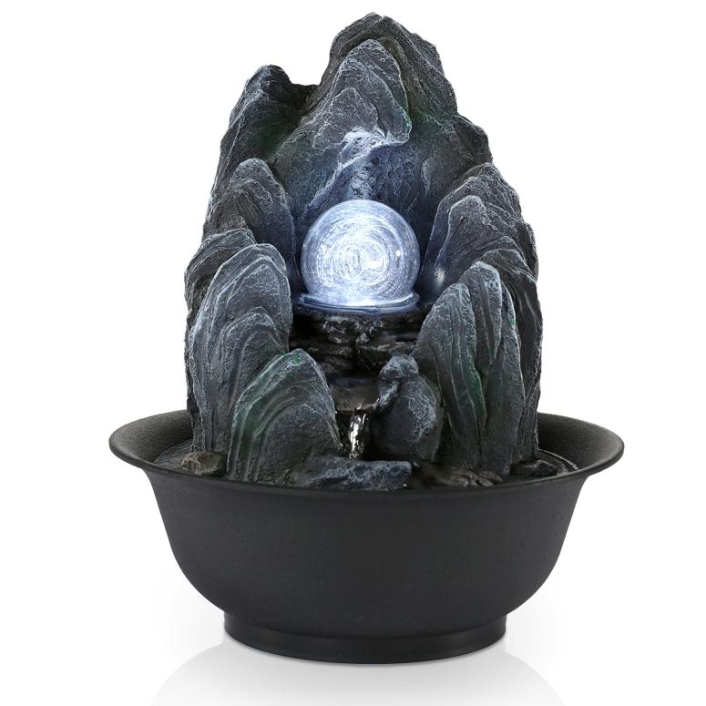 卓上 噴水 滝のオブジェ テーブルトップファウンテン インテリア噴水 WICHEMI Indoor Fountain Tabletop Fountain Waterfall Fountains Stacked Rocks Water Feature Feng Shui Zen Meditation Relaxation Desktop Fountain with LED Light for Home 【並行輸入品】