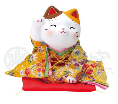錦彩 ちりめん招き猫(右手上げ・大)7553