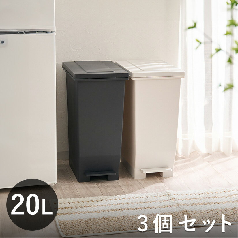 ゴミ箱 20L 3個セット エバン 密閉ペダルペール ふた付き パッキン付き EBAN ダストボックス ごみ箱 20リットル ニオイ漏れ 防止 密閉 スリム シンプル 分別 ペダル式 袋止め付き 踏みふた dst-kup0017st3