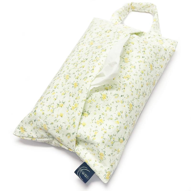 Kuai 車用 ティッシュケース ティッシュホルダー ティッシュカバー 吊り下げ 壁掛け おしゃれ アンティーク 北欧風 花柄 布製 可愛いい