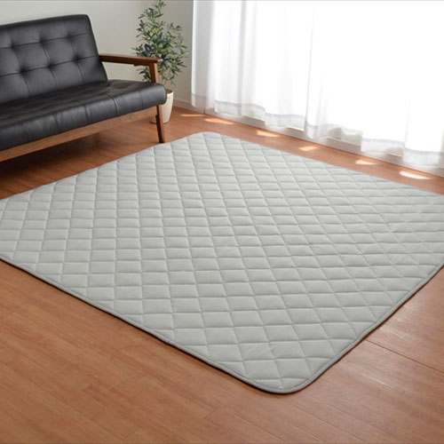メーカー直送 イケヒコ こたつ敷き布団 キルトラグ ラグ カーペット3畳 先染め グレー 約190×260cm ホットカーペット対応