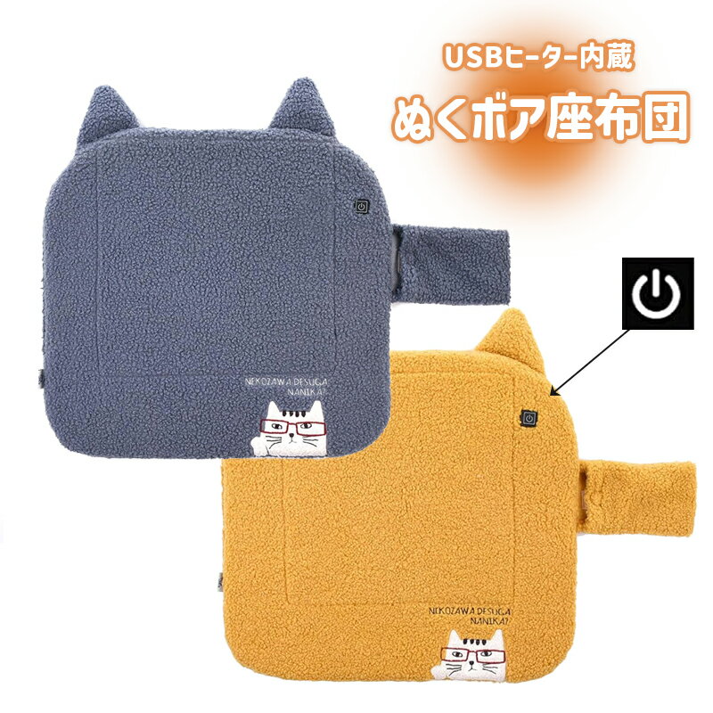 ボア 座布団 USB ヒーター内蔵 あったか 猫 ウォームシート 寒さ対策 デスクワーク もこもこ 手洗い オフィス 車 アウトドア 旅行 猫グッズ スポーツ観戦